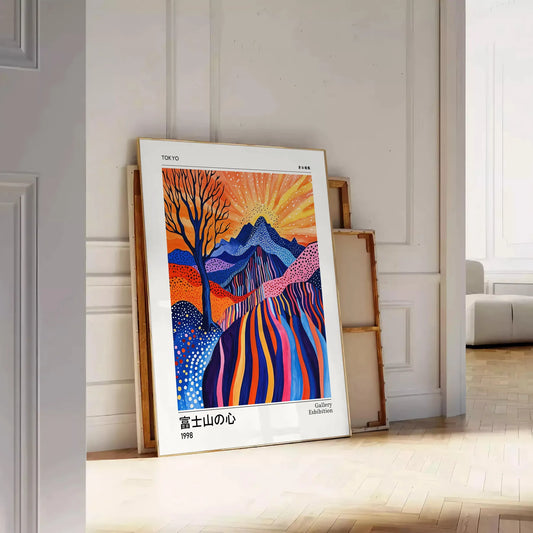 allure Fuji Spirit Yayoi Kusama poster ethereal white blue tones iconic style mystical essence Mount art enthusiasts collectors available