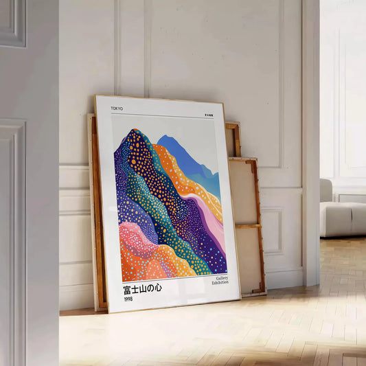 captivating Fuji Yayoi Kusama 4 poster vibrant blue white hues mesmerizing visual experience art lovers contemporary touch space sizes A4 cm A0