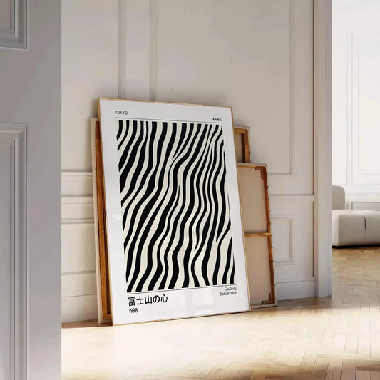 elegance minimalism Japanese Yayoi Kusama poster subtle gray white hues decor piece modern artistry cultural depth art enthusiasts contemporary spaces A4 cm A0