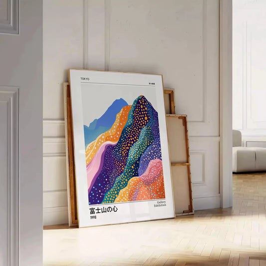 captivating fusion nature art Fuji Spirit Yayoi Kusama 5 poster serene blend white blue masterpiece iconic touch lovers collectors unframed order today